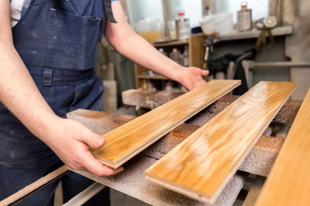 Manual Production Of Parquet Boards Wood Flooring Factory