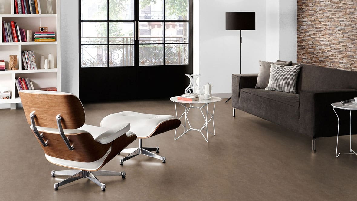 Marmoleum flooring in a modern living room
