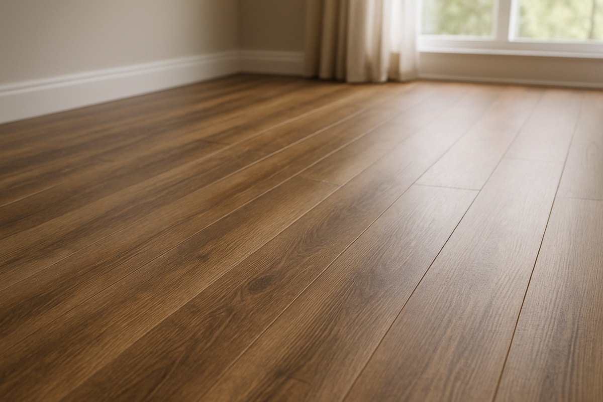 Close-up of scratch-resistant wood-look flooring suited for busy households